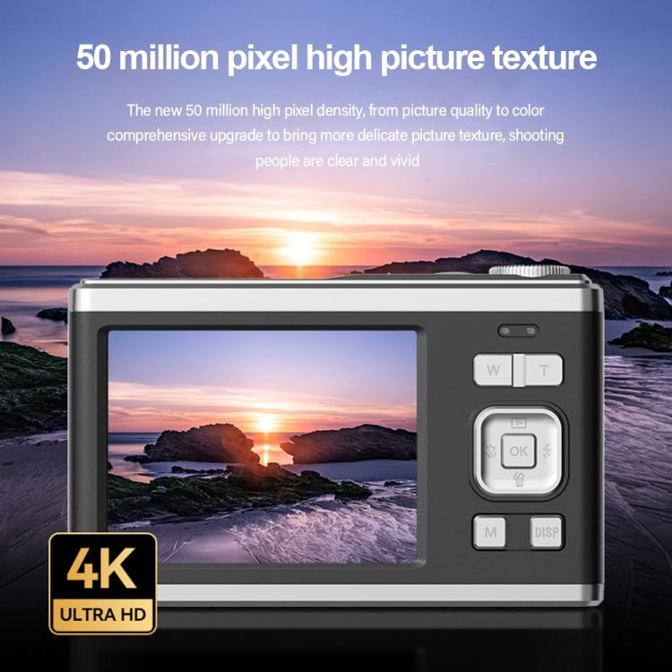 4K HD Optical Dual Lens Digital Camera 50MP Dual Screen Selfie Camera, No Memory, Black, White, Silver 4K HD Optical Dual Lens Digital Camera 50MP Dual Screen Selfie Camera, No Memory, Black, White, Silver